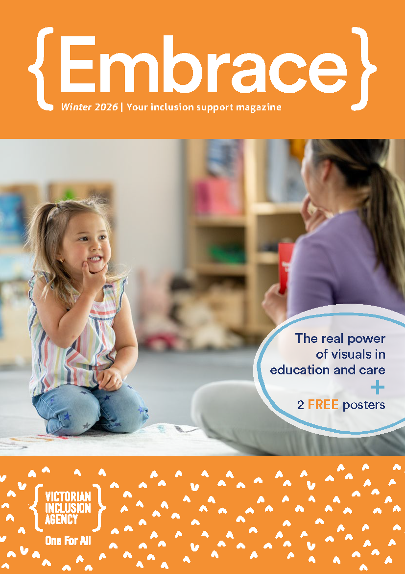 Embrace magazine cover #18 Two happy children playing with construction toys at a table