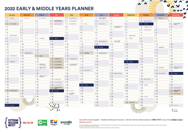 2022 Early and middle years wall planner