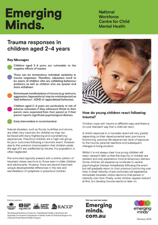 Emerging minds - trauma responses in 2-4 - fact sheet