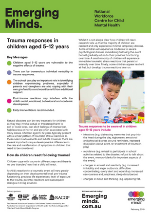 Emerging minds - trauma responses in 5-12 - fact sheet