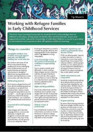Working with refugee families - Fact sheet